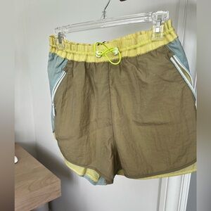 Zara Yellow and Tan Drawstring Shorts
